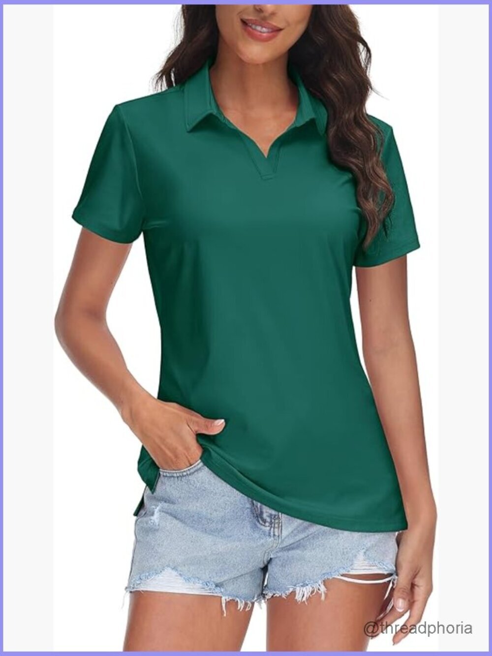 UPF 50+ Quick Dry Short Sleeve Polo Shirt V-Neck Golf Top